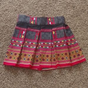 Hmong colorful tribal pleated mini skirt